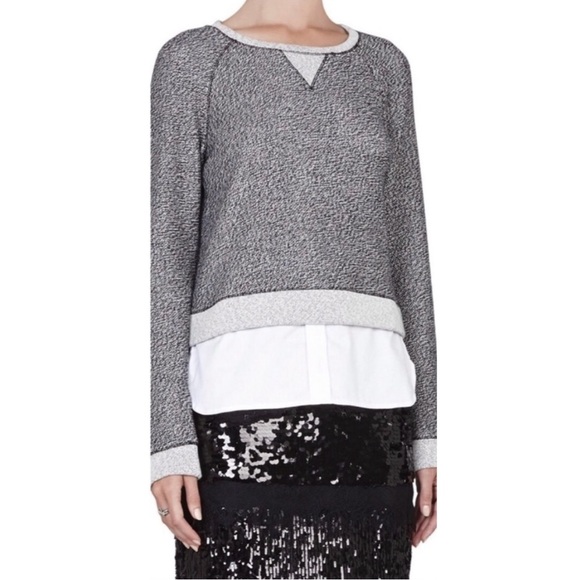 BCBGMAXAZRIA Raven Marled Grey Shirttail Combo Sweater - Picture 1 of 9